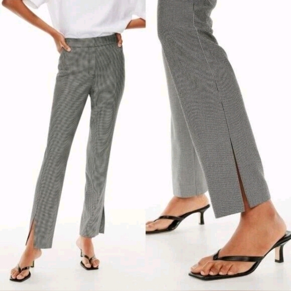 NWOT Aritzia Babaton Atelier Numero Black/White Houndstooth Pants Size 2